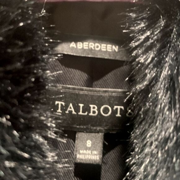 TALBOTS ABERDEEN SHETLAND WOOL  HERRINGBONE TAILORED BLAZER FAUX FUR TRIM SZ 8 - Picture 13 of 15